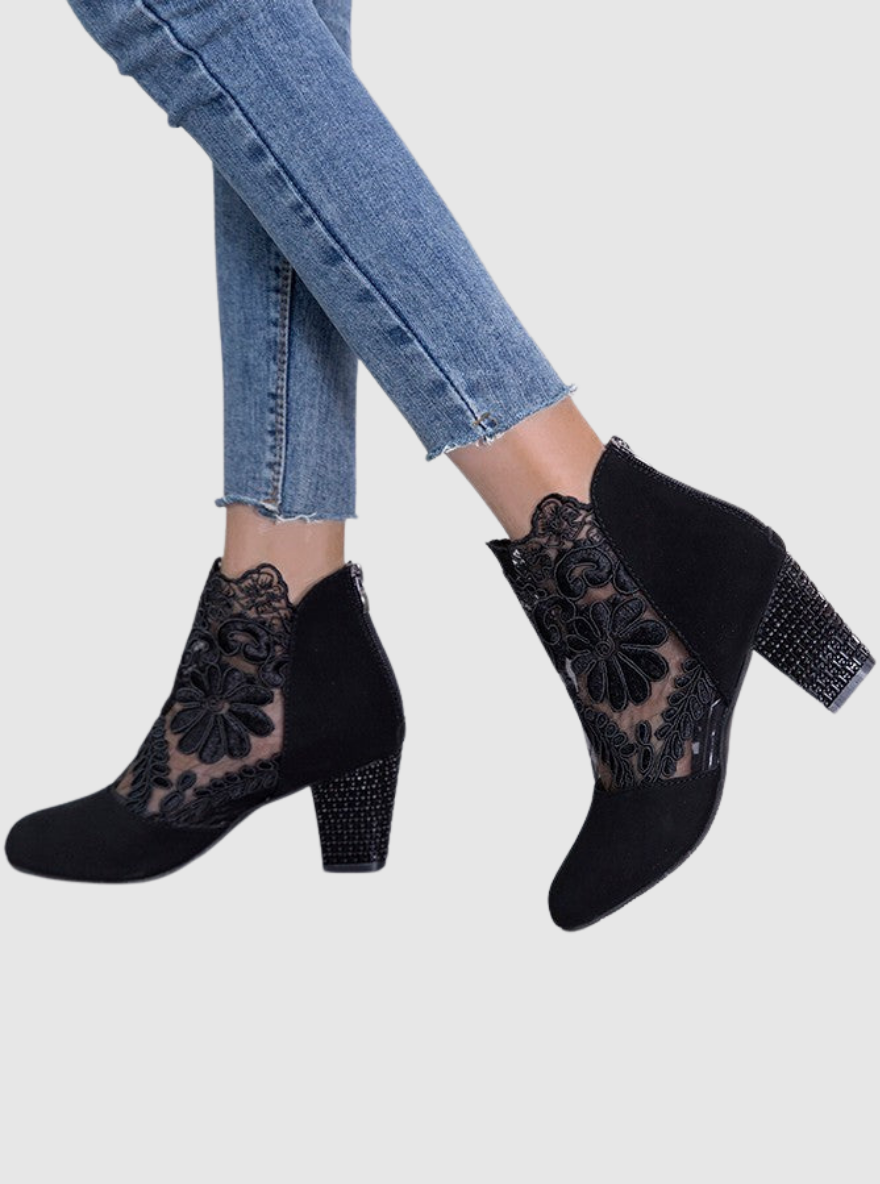 Arletta Ribbon-Heel Booties