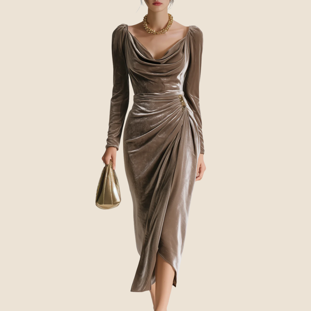 Aline Velvet Drape Dress
