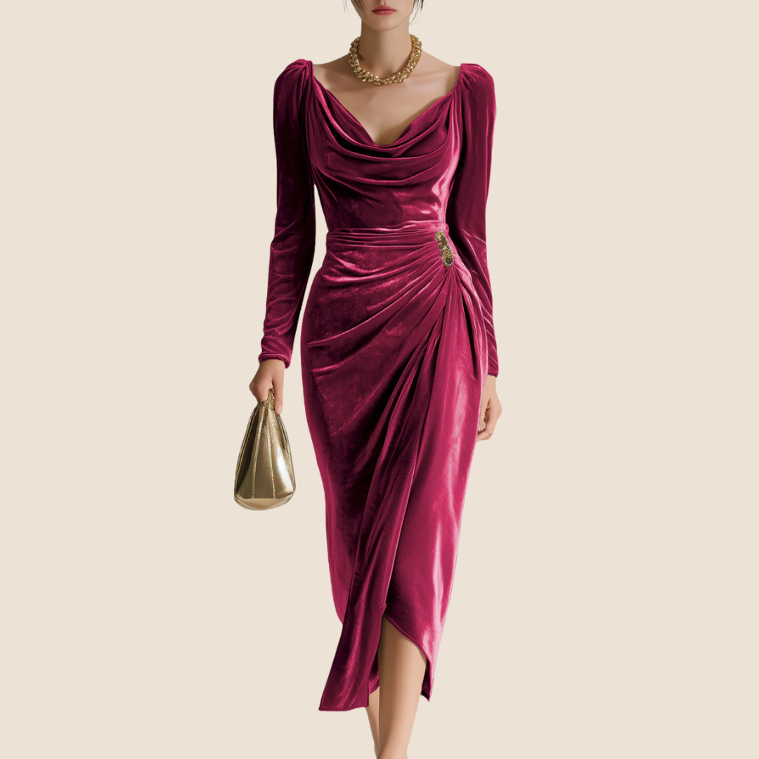 Aline Velvet Drape Dress