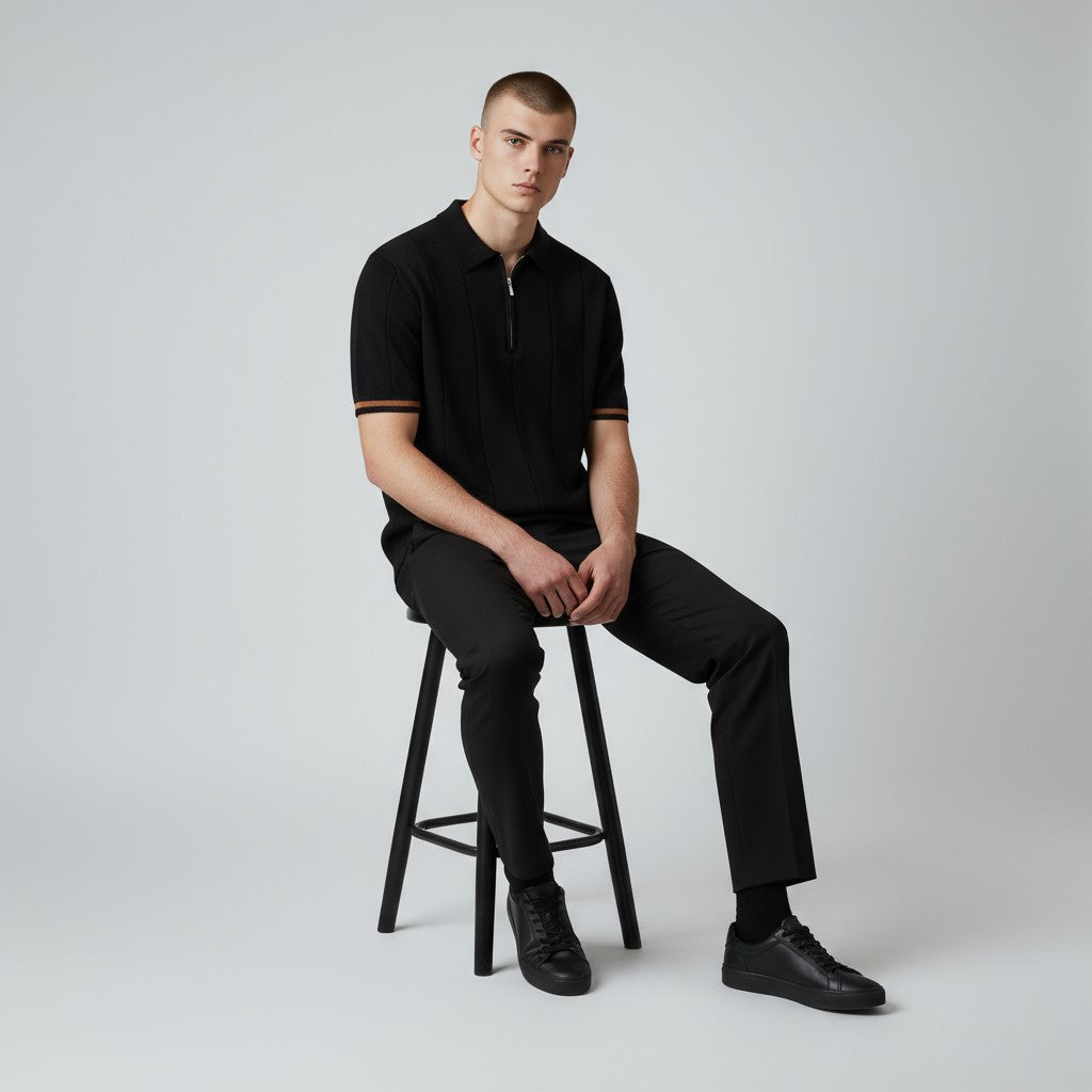Renzo Zip-Collar Knit Polo