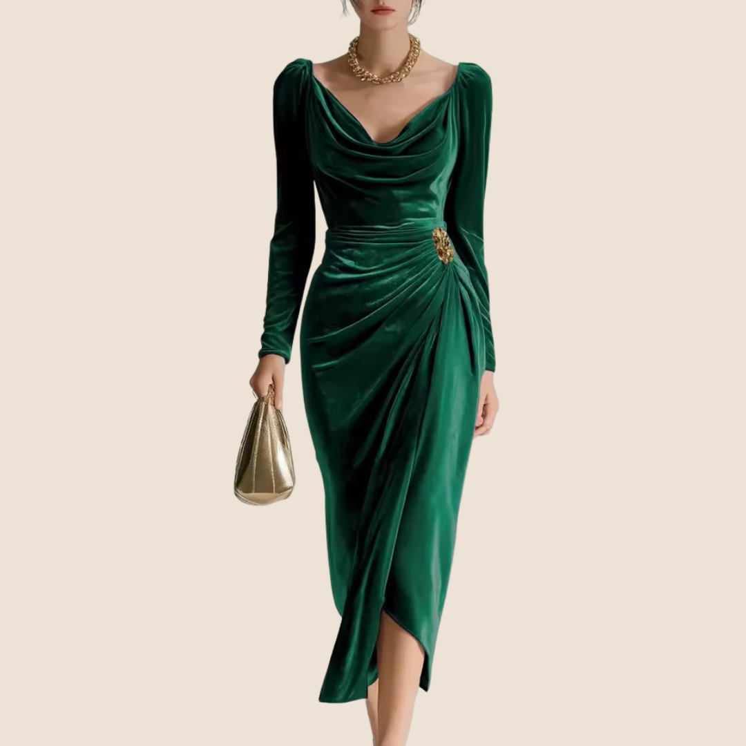 Aline Velvet Drape Dress