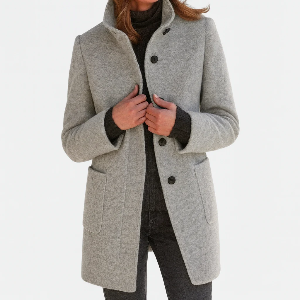 Marlen Wool-Blend Stand-Collar Coat
