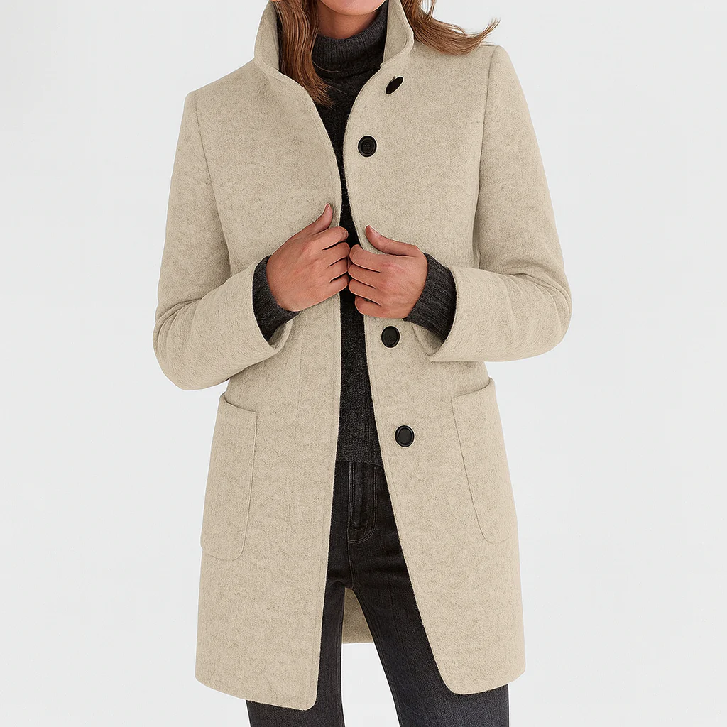 Marlen Wool-Blend Stand-Collar Coat
