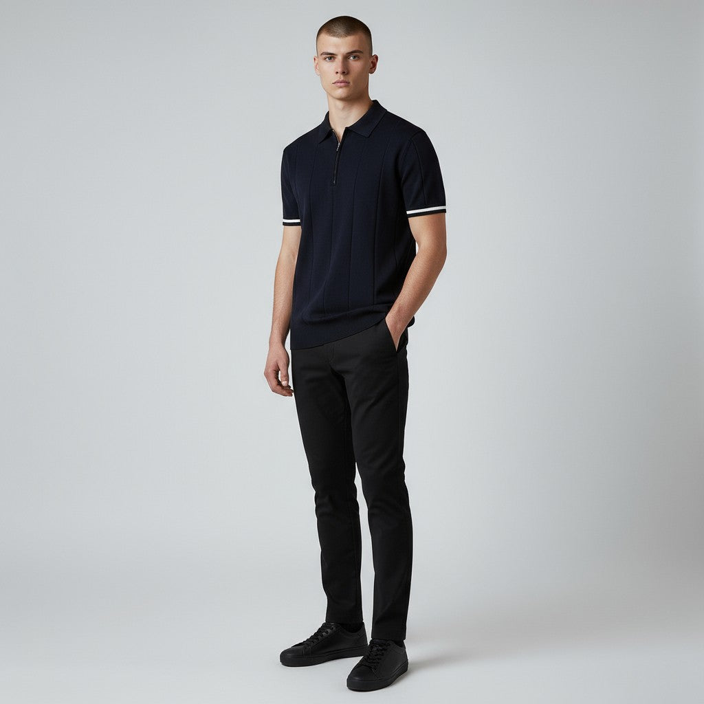 Renzo Zip-Collar Knit Polo