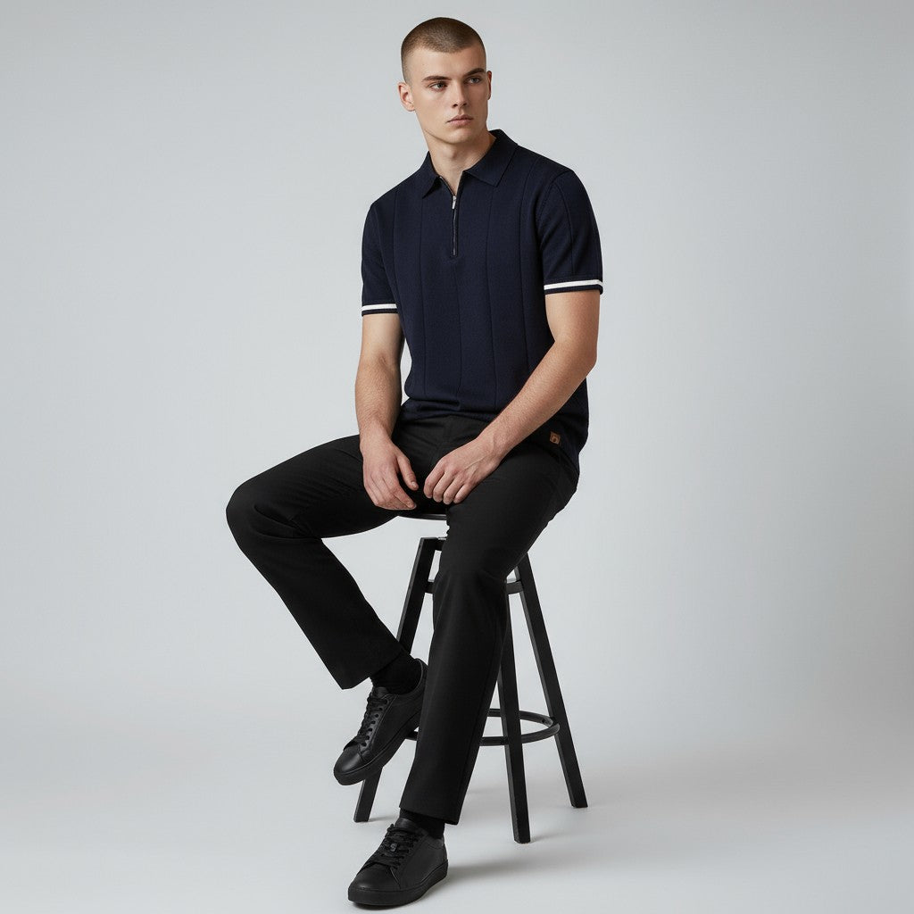 Renzo Zip-Collar Knit Polo